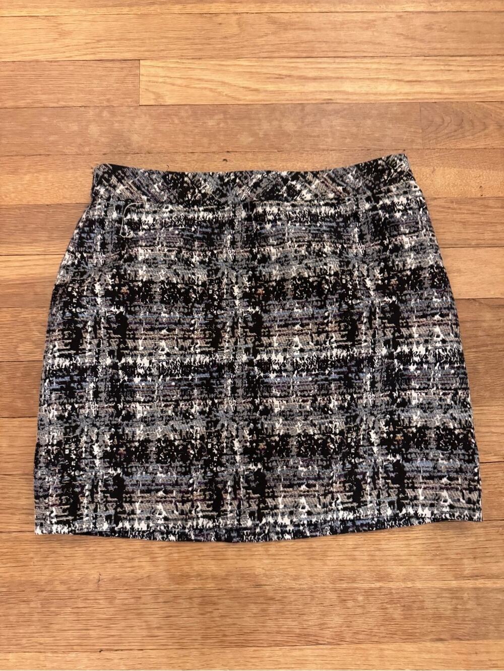 J. Crew Women's Black Blue Multi Tweed Mini Skirt - Size 00